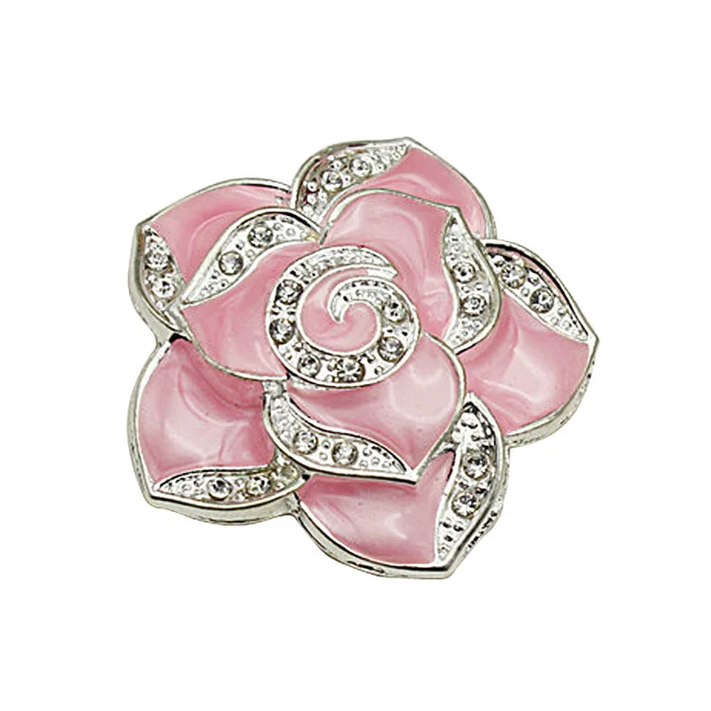 2PC Fashion New Alloy Rhinestone Pink Camellia Flower Brooch Enamel Lapel Pin Corsage Beauty Jewelry Luxury Women Accessories | Украшения и