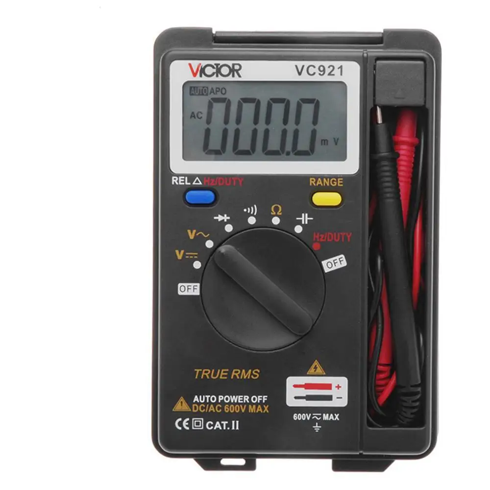 VC921 Handheld Mini LCD Digital Multimeter True-RMS Auto Range Frequency AC/DC Voltage Resistance Capacitance Tester 4000 Counts
VC921 Handheld Mini LCD Digital Multimeter True-RMS Auto Range Frequency AC/DC Voltage Resistance Capacitance Tester 4000 Counts