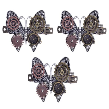 3PCS Steampunk Gear Hair Clips Zinc Alloy Butterfly Shape Spring Hairdress Hairpin Hair Pins for Woman Girl Decoration
3PCS Steampunk Gear Hair Clips Zinc Alloy Butterfly Shape Spring Hairdress Hairpin Hair Pins for Woman Girl Decoration