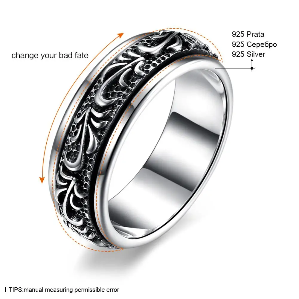 GOMAYA кольца из стерлингового серебра 925 пробы вращающиеся резные цветы готическое
