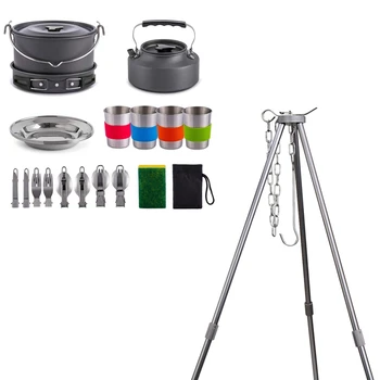 Outdoor Cooking Tripod with Foldable Picnic Cooking Set Durable Camping Cookware Mess Kit
Outdoor Cooking Tripod with Foldable Picnic Cooking Set Durable Camping Cookware Mess Kit