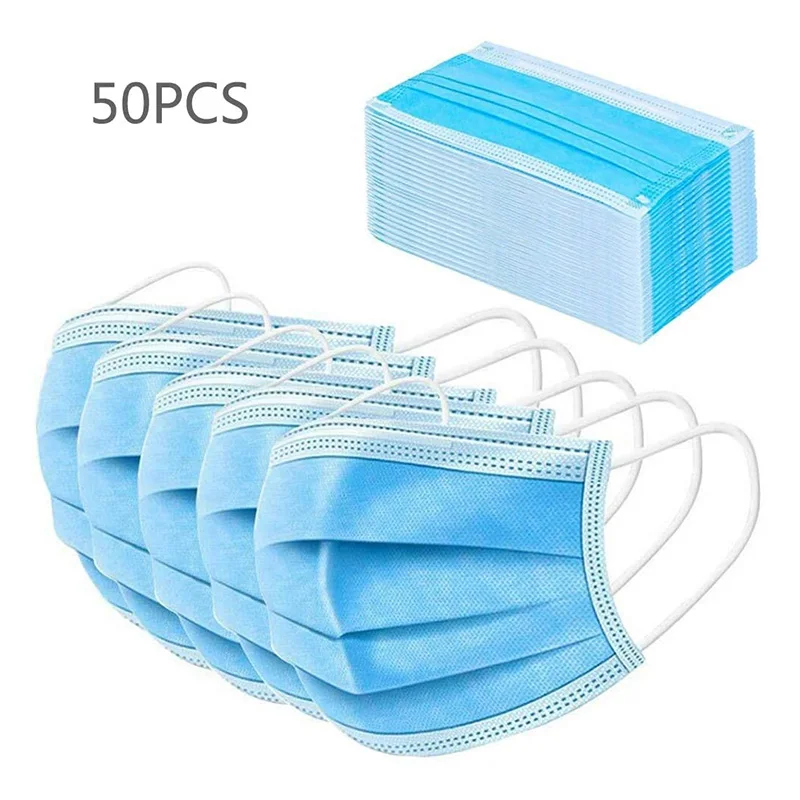 

20-50 pcs Face Mouth Mask Disposable Medical Masks 3 ply Meltblown Filter Earloop Anti Pollution Surgical Mask protection masks