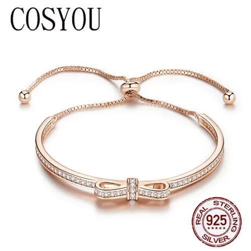 COSYOU High Quality 925 Sterling Silver Bowknot Clear Cubic Zircon Bangles Bracelets for Women Sterling Silver Jewelry SCB108
COSYOU High Quality 925 Sterling Silver Bowknot Clear Cubic Zircon Bangles Bracelets for Women Sterling Silver Jewelry SCB108