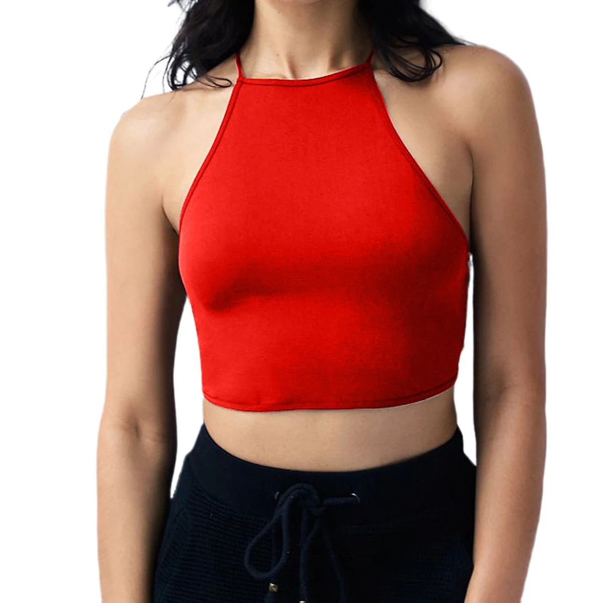 2020 Fashion Summer Women Tops Hollow Out Bandage Short Female Vests Casual Backless Solid Slim Crop Tank | Женская одежда