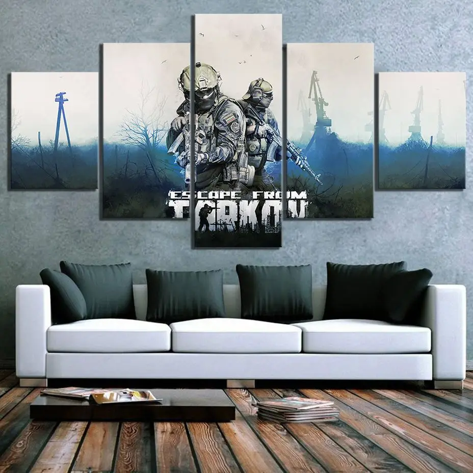 

No Framed 5 Pieces Escape From Tarkov Game HD Decorative Wall Art Canvas Posters Pictures Paintings Home Decor for Living Room