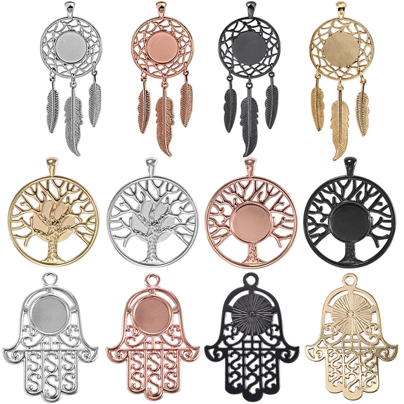 4pcs Life Tree Hand Palm Charm Dream Catcher Pendant Blank Bezel Tray 14mm Cabochon Base Setting DIY Necklace Jewelry Findings
4pcs Life Tree Hand Palm Charm Dream Catcher Pendant Blank Bezel Tray 14mm Cabochon Base Setting DIY Necklace Jewelry Findings