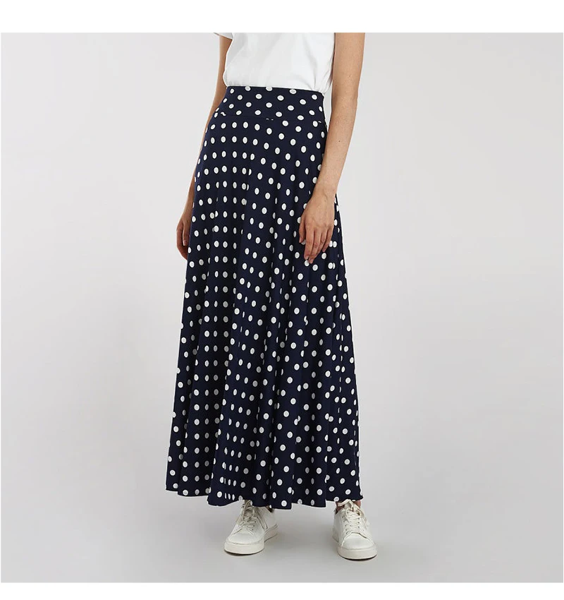 S. טעם נשים Vintage מקסי ארוך חצאיות אלגנטי גבוהה מותן דוט מודפס Midi חצאיות קיץ אופנה Boho נשים חצאיות S. טעם נשים Vintage מקסי ארוך חצאיות אלגנטי גבוהה מותן דוט מודפס Midi חצאיות קיץ אופנה Boho נשים חצאיות