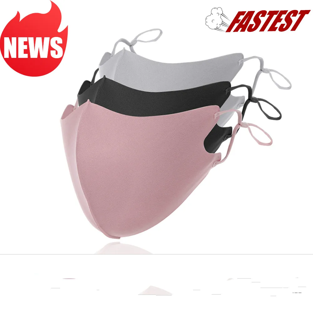 

12Pcs 3D Ice Silk Cotton Earloop Mouth Mask Summer Anti Dust Windproof Mask Unisex Washable Reusable Mouth Respirator