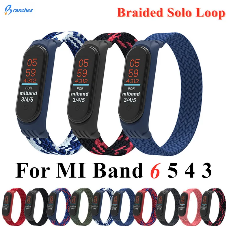 

For Xiaomi Mi Band 6 5 4 3 Elastic Braided Solo Loop Strap Replaceable Nylon Bracelet Nylon silicone Wristband For Miband 6