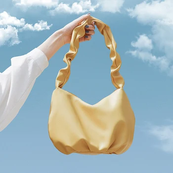 Simple Ruched Women Shoulder Bags Solid Color Underarm Cloud Women Handbag Soft Leather Lady Hand Bag Pleated Women Bag 2020 New
Simple Ruched Women Shoulder Bags Solid Color Underarm Cloud Women Handbag Soft Leather Lady Hand Bag Pleated Women Bag 2020 New