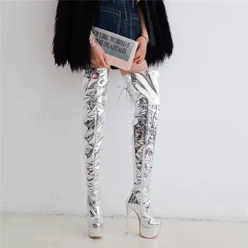 Women Boots Platform Over-The-Knee Supper High Glittering Thin Heels Boots Zipper Stiletto Thigh High Boots Party Botas de mujer
Women Boots Platform Over-The-Knee Supper High Glittering Thin Heels Boots Zipper Stiletto Thigh High Boots Party Botas de mujer