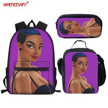 WHEREISART Black Cool Girls African Queen Magic School Bag for Kids Girl Teenager 3Pcs/Set School Suppiles High Quality Backpack 
WHEREISART Black Cool Girls African Queen Magic School Bag for Kids Girl Teenager 3Pcs/Set School Suppiles High Quality Backpack