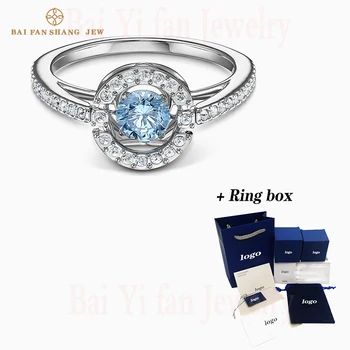 Fashion SWA New SPARKLING DANCE ROUND Ring Platinum Round Sea Blue Jumping Crystal Women's Engagement Jewelry Birthday Gift
Fashion SWA New SPARKLING DANCE ROUND Ring Platinum Round Sea Blue Jumping Crystal Women's Engagement Jewelry Birthday Gift