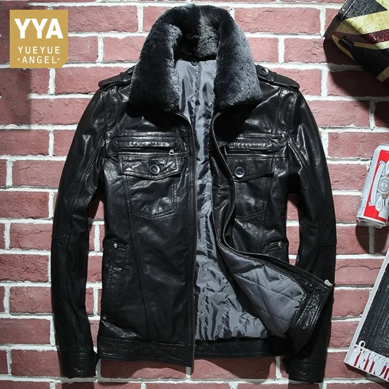 Motorcycle Real Leather Jacket Men Autumn Winter Sheepskin Short Coats Luxury Black Zipper Cotton Leather Outerwear Plus Size
Motorcycle Real Leather Jacket Men Autumn Winter Sheepskin Short Coats Luxury Black Zipper Cotton Leather Outerwear Plus Size