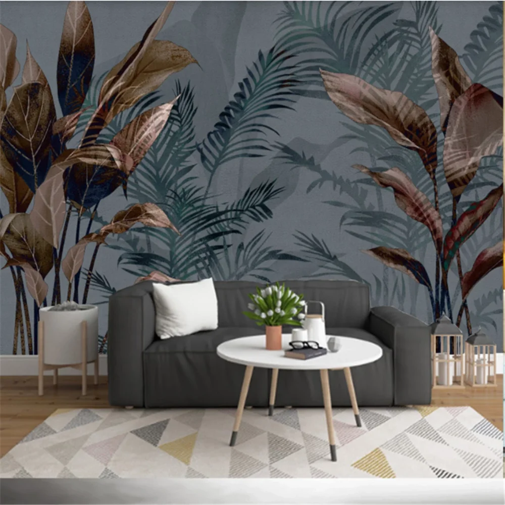 

Milofi Custom 3D wallpaper mural modern minimalist abstract retro hand-painted tropical rainforest plant background wall