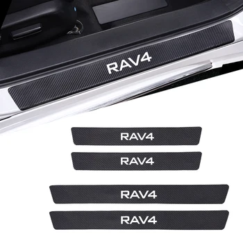 

4pcs Car Door Sill Carbon Fiber Scuff Cover Protector Anti-Scratch Waterproof Stickers For Toyota Chr Yaris RAV4 Avalon Camry