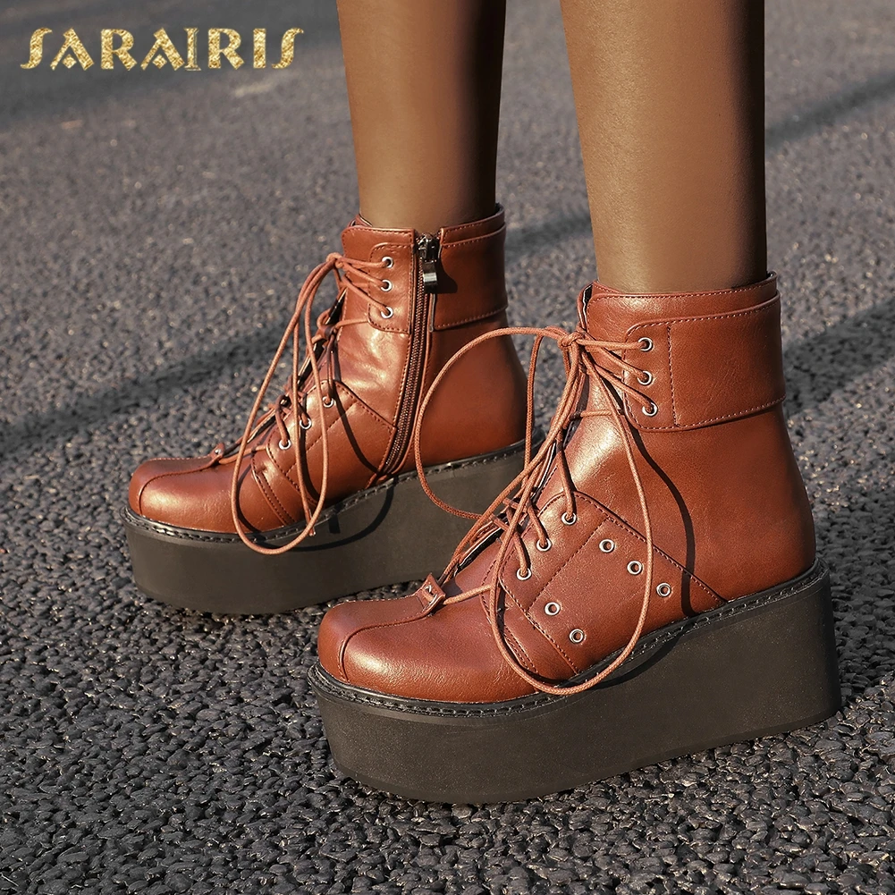 Sarairis 2019 new design hot sale Plus Size 46 Autumn Winter Boots Woman Shoes Zipper Platform Ankle Boots Lady Shoes Women 
Sarairis 2019 new design hot sale Plus Size 46 Autumn Winter Boots Woman Shoes Zipper Platform Ankle Boots Lady Shoes Women