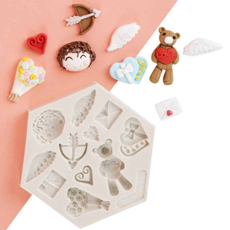 DIY Cupid Love Bear Fondant Chocolate Mould Cake Decorating Tool Gumpaste Mold Sugarcraft Icing Sugar Mold Kitchen Gadget
DIY Cupid Love Bear Fondant Chocolate Mould Cake Decorating Tool Gumpaste Mold Sugarcraft Icing Sugar Mold Kitchen Gadget