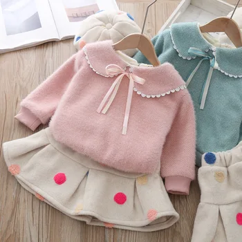 Winter Children Kids Thick Fleece Lapel Collar Sweater + Dot Pleated Skirt Girls 3Pcs Suits Princess Clothing Sets + Hat
Winter Children Kids Thick Fleece Lapel Collar Sweater + Dot Pleated Skirt Girls 3Pcs Suits Princess Clothing Sets + Hat