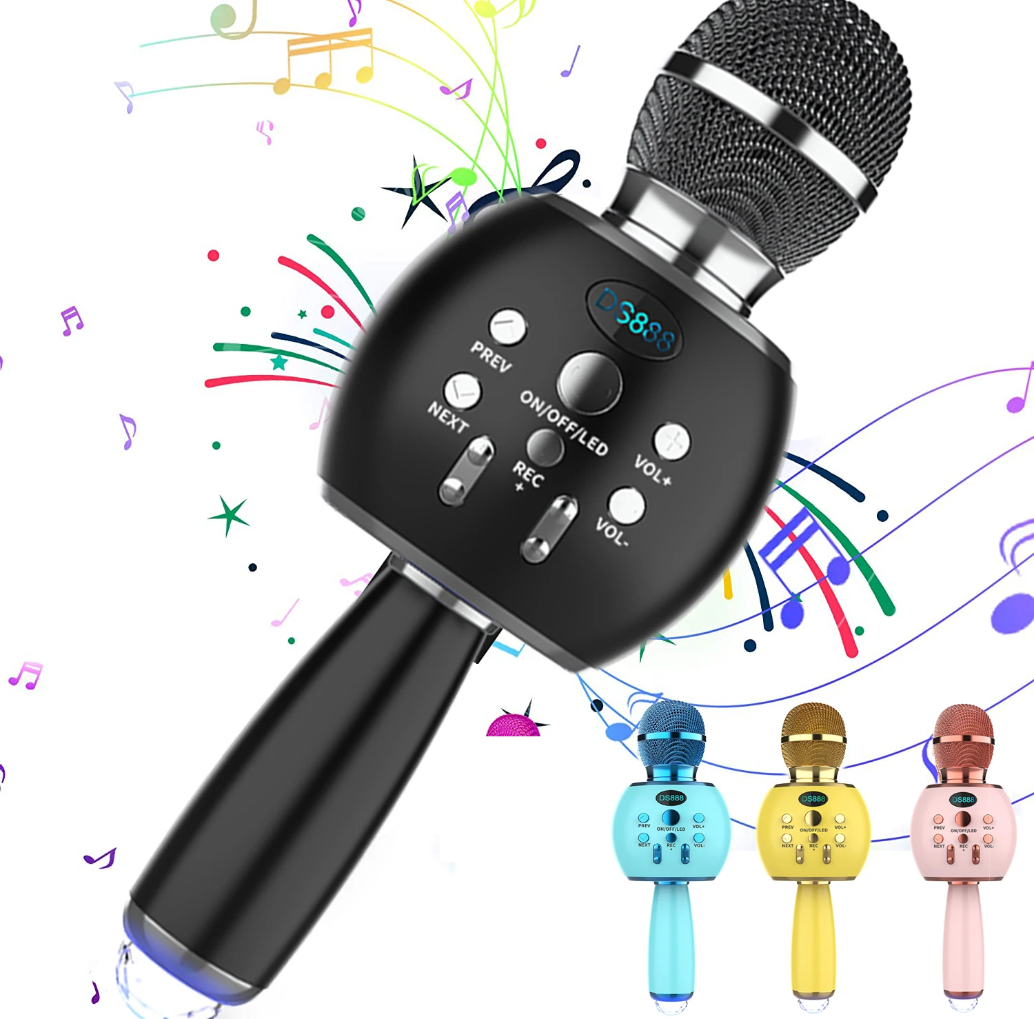 

Portable Bluetooth Karaoke Microphone for Phone Handheld Wireless Condenser Microphone Speaker Home KTV Studio Singing Mic