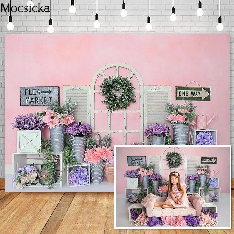 Mocsick Spring Flea Market Flower Shop Photography Backdrops Pink Girl Cake Smash Photo Booth Background For Photo Studio Props
Mocsick Spring Flea Market Flower Shop Photography Backdrops Pink Girl Cake Smash Photo Booth Background For Photo Studio Props