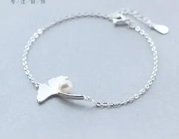 925 1pc Sterling-Silver jewelry gingko gingkgo &White Round Pearl Chain Bracelet Charm LS207
925 1pc Sterling-Silver jewelry gingko gingkgo &White Round Pearl Chain Bracelet Charm LS207