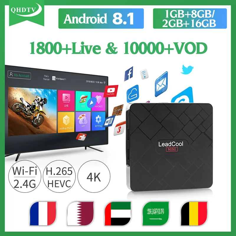 IPTV France Belgium Dutch Arabic Leadcool QHDTV IPTV Subscription Android 8.1 Tv Box IPTV Arabic Algeria Turkey UK Germany IP TV
IPTV France Belgium Dutch Arabic Leadcool QHDTV IPTV Subscription Android 8.1 Tv Box IPTV Arabic Algeria Turkey UK Germany IP TV