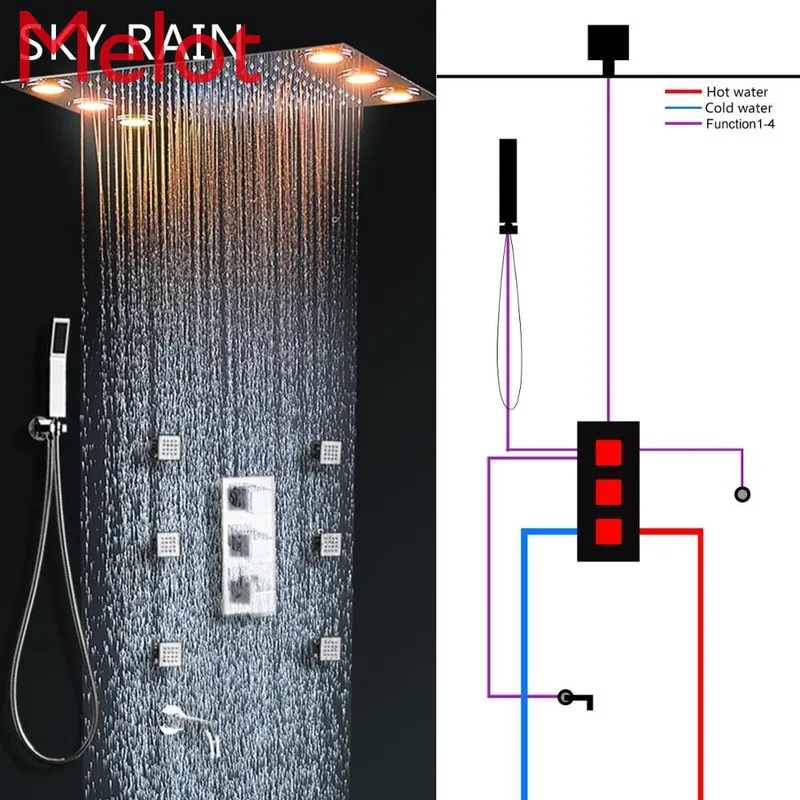 Bathroom New Design 3 Function Square Knobs Brass Thermostatic Valve Polished Shower Mixer
Bathroom New Design 3 Function Square Knobs Brass Thermostatic Valve Polished Shower Mixer