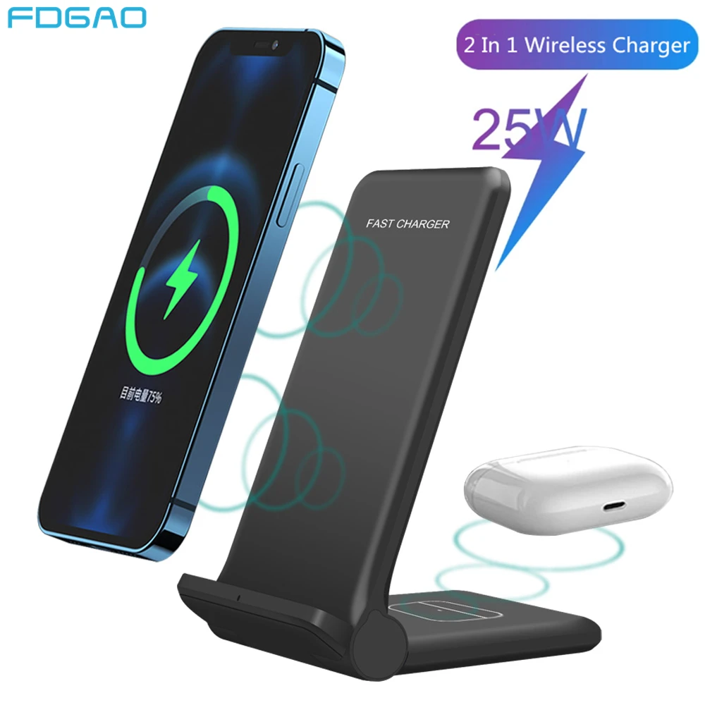 25W Fast Wireless Charger 2 in 1 Charging Dock Station For iPhone 14 13 12 11 XS MAX XR X 8 AirPods 3 Pro Samsung S22 S21 S20
25W Fast Wireless Charger 2 in 1 Charging Dock Station For iPhone 14 13 12 11 XS MAX XR X 8 AirPods 3 Pro Samsung S22 S21 S20