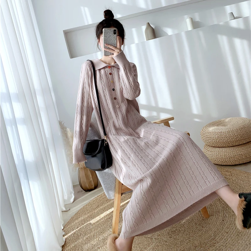 2021 Autumn And Winter Casual Loose Long dress women vintage Sweater Long sleeve dress women French
2021 Autumn And Winter Casual Loose Long dress women vintage Sweater Long sleeve dress women French