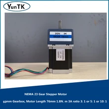 NEMA 23 Gear Stepper Motor, 60mm Gearbox, Motor Length 76mm 1.8N. m 3A ratio 3: 1 or 5: 1 or 10: 1
NEMA 23 Gear Stepper Motor, 60mm Gearbox, Motor Length 76mm 1.8N. m 3A ratio 3: 1 or 5: 1 or 10: 1