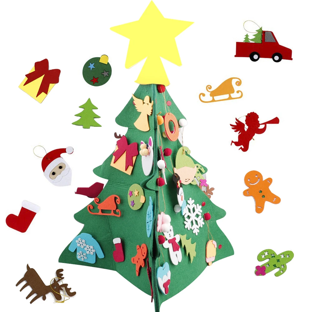 30 pcs artificial diy felt christmas tree pendants wall hanging