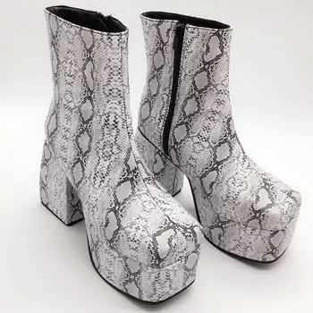 Women Snake Patterns High Platform Ankle Boots PU Leather Lolita Short Boots Side Zip 
Women Snake Patterns High Platform Ankle Boots PU Leather Lolita Short Boots Side Zip