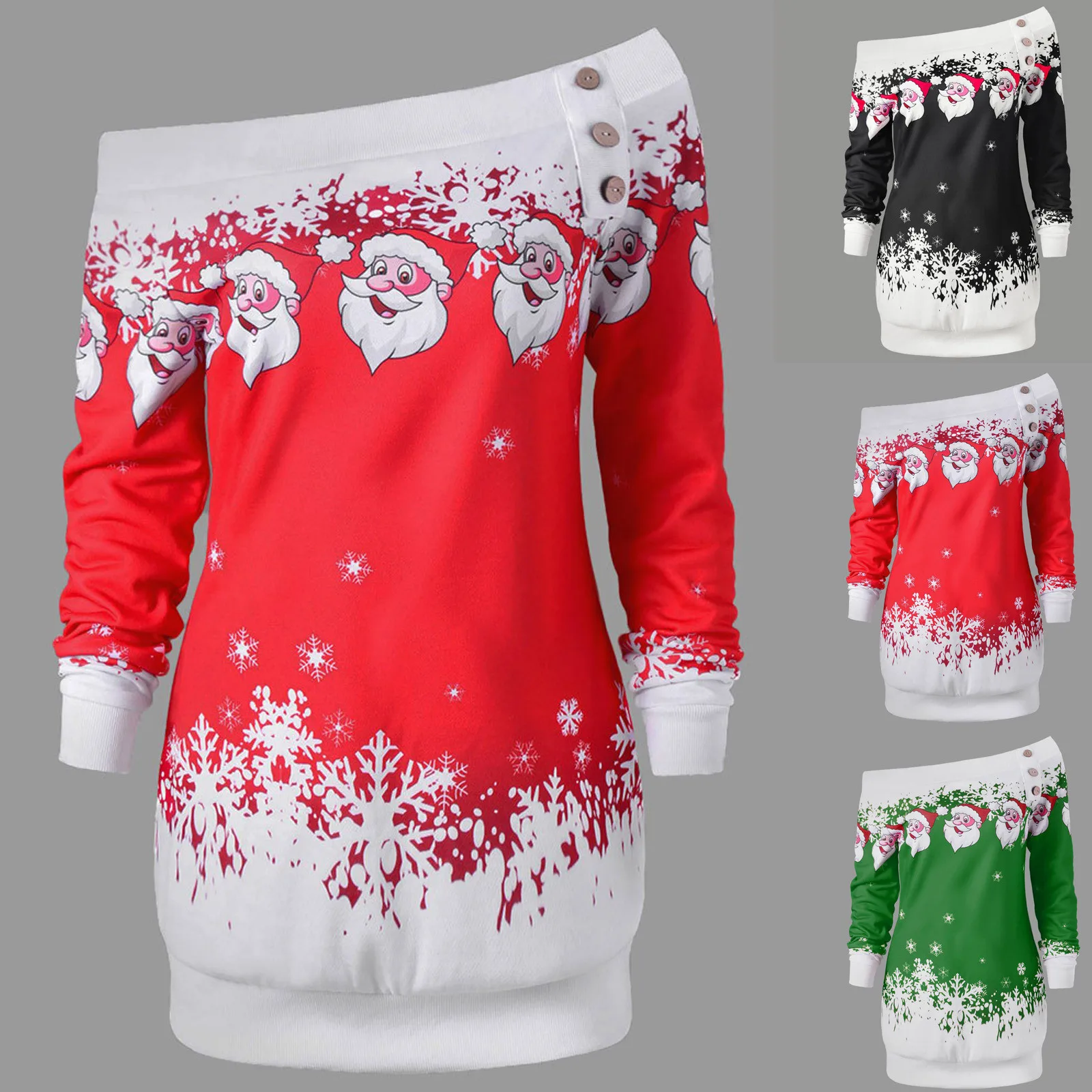 

Свитшот женский Рождественский пуловер, женский зимний топ с принтом Санты, снежинки, новинка 2021, блузка с длинным рукавом, женские топы