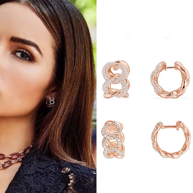 Brand New Rose Gold Color 925 Sterling Silver Pink Small Chains Hoop Earrings Pave Zircon Women Monaco Party Gift Jewelry
Brand New Rose Gold Color 925 Sterling Silver Pink Small Chains Hoop Earrings Pave Zircon Women Monaco Party Gift Jewelry