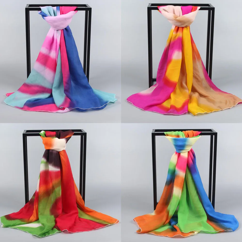 Шелковый атласный шарф для волос в стиле ретро с цветочным принтом тонкие шали