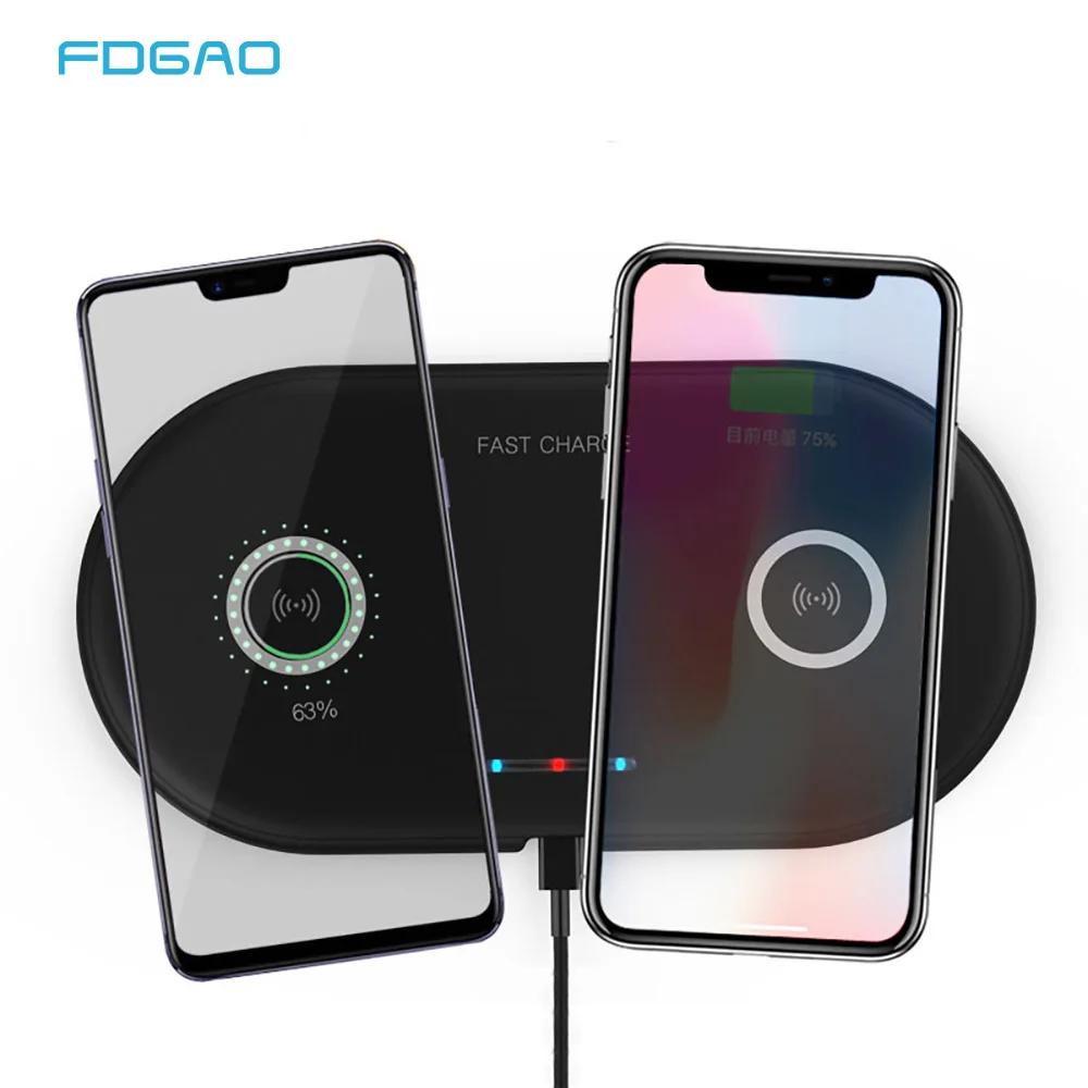 

FDGAO 2 in 1 20W QI Wireless Charger Fast Charging Pad 10W Dual Quick Charge For iPhone 8 X XR XS 11 Airpods Samsung S10 S9 S8