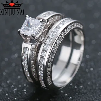 2 pieces/set of classic square diamond horn rings luxurious top-quality zircon CZ leisure jewelry gift temperament wedding rings 
2 pieces/set of classic square diamond horn rings luxurious top-quality zircon CZ leisure jewelry gift temperament wedding rings