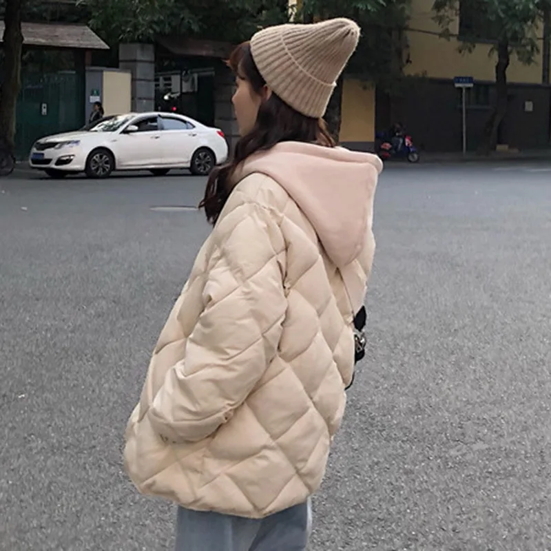 Cotton Coat Women's Korean-style Loose-Fit Solid Color Rhombus Padded Hooded Short Versatile Warm Students Cotton-padded Clothes
Cotton Coat Women's Korean-style Loose-Fit Solid Color Rhombus Padded Hooded Short Versatile Warm Students Cotton-padded Clothes