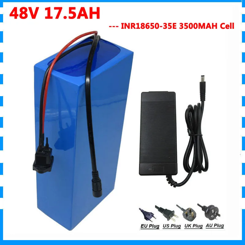 Clearance 48V 17.5AH electric bike battery 1000W 48V 18AH ebike lithium scooter battery use 3500mah 35E cell 30A BMS 2A Charger 4