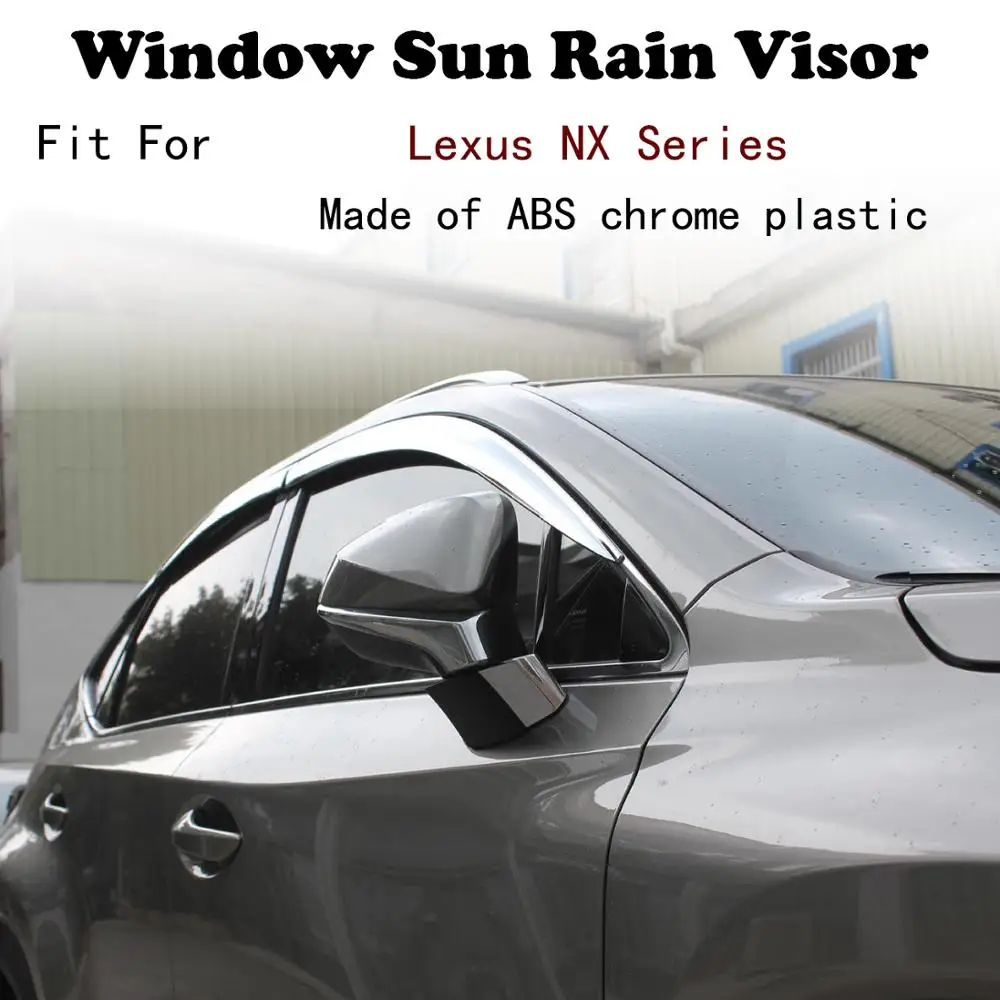ABS Chrome plastic Window Visor Vent Shades Sun Rain Guard car accessories For Lexus NX Series NX200 NX300 2015-2020
ABS Chrome plastic Window Visor Vent Shades Sun Rain Guard car accessories For Lexus NX Series NX200 NX300 2015-2020