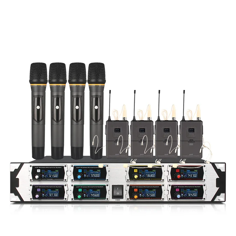 Professional wireless microphone U8000GTA2UHF8 channel fixed frequency dynamic display 4 headset 4 handheld microphone
Professional wireless microphone U8000GTA2UHF8 channel fixed frequency dynamic display 4 headset 4 handheld microphone