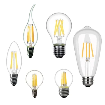 

LED Filament Light E27 E14 Base AC 220V Edison 2W 4W 6W 8W Globe G45 A60 ST64 C35 C35L Retro Vintage Diode Candle Bulb
