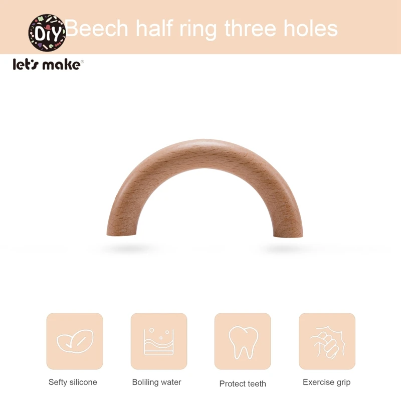 Let's Make 10pcs Baby Teether Wooden Ring Beech Half Ring With Hole 48*96mm Natural Wood Teething DIY Craft Accessories BPA Free Let's Make 10pcs Baby Teether Wooden Ring Beech Half Ring With Hole 48*96mm Natural Wood Teething DIY Craft Accessories BPA Free