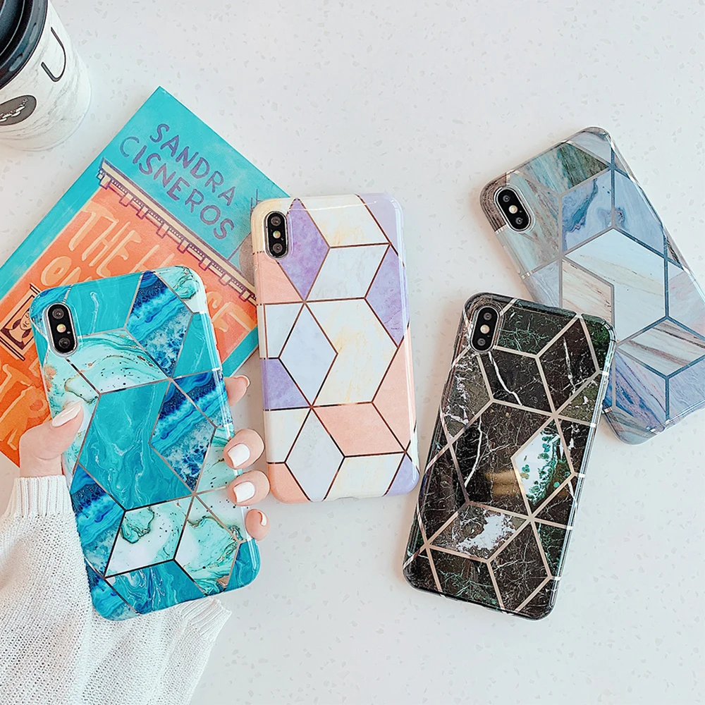 Marble Electroplated Geometric Phone Case For iPhone 11 11Pro Max XR X XS Max 7 8 6 6S Plus Glossy Soft IMD Back Cover capa gift
Marble Electroplated Geometric Phone Case For iPhone 11 11Pro Max XR X XS Max 7 8 6 6S Plus Glossy Soft IMD Back Cover capa gift