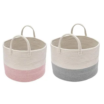 2x Storage Baskets Cotton Rope Basket Woven Baby Laundry Basket with Handles Pink & Grey
2x Storage Baskets Cotton Rope Basket Woven Baby Laundry Basket with Handles Pink & Grey