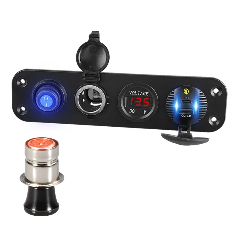 Quick Charge QC3.0 & Type-c PD Car Charger Cigarette Lighter Socket Splitter 250W Power Adapter Outlet Voltmeter ON/OFF for Boat
Quick Charge QC3.0 & Type-c PD Car Charger Cigarette Lighter Socket Splitter 250W Power Adapter Outlet Voltmeter ON/OFF for Boat