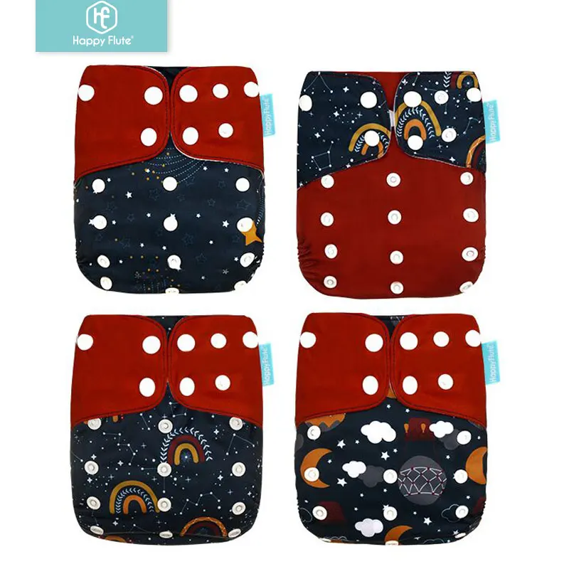 Happyflute 4Pcs/Set Baby Cloth Diaper Pocket Waterproof Cover Nappies Reusable Washable Adjustable Fashion Diapers | Мать и ребенок