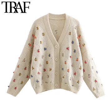 TRAF Women Vintage Stylish Sequin Appliques Embroidery Knitted Cardigan Fashion V Neck Long Sleeve Female Outerwear Chic Tops
TRAF Women Vintage Stylish Sequin Appliques Embroidery Knitted Cardigan Fashion V Neck Long Sleeve Female Outerwear Chic Tops