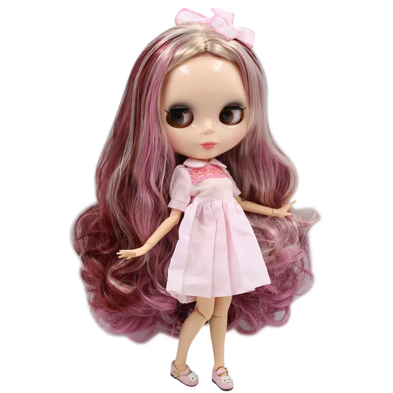 

Ледяной обнаженный завод Blyth кукла серии № BL1063/3139/12532 блонд смешанный розовый и фиолетовый волосы с натуральной кожей сустава тела Neo BJD